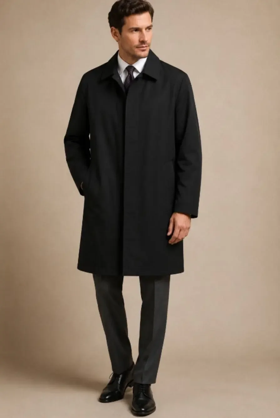 Brooks Brothers 346 Men's XL Black Car Coat Wool Blend Lined Hidden Button Coat